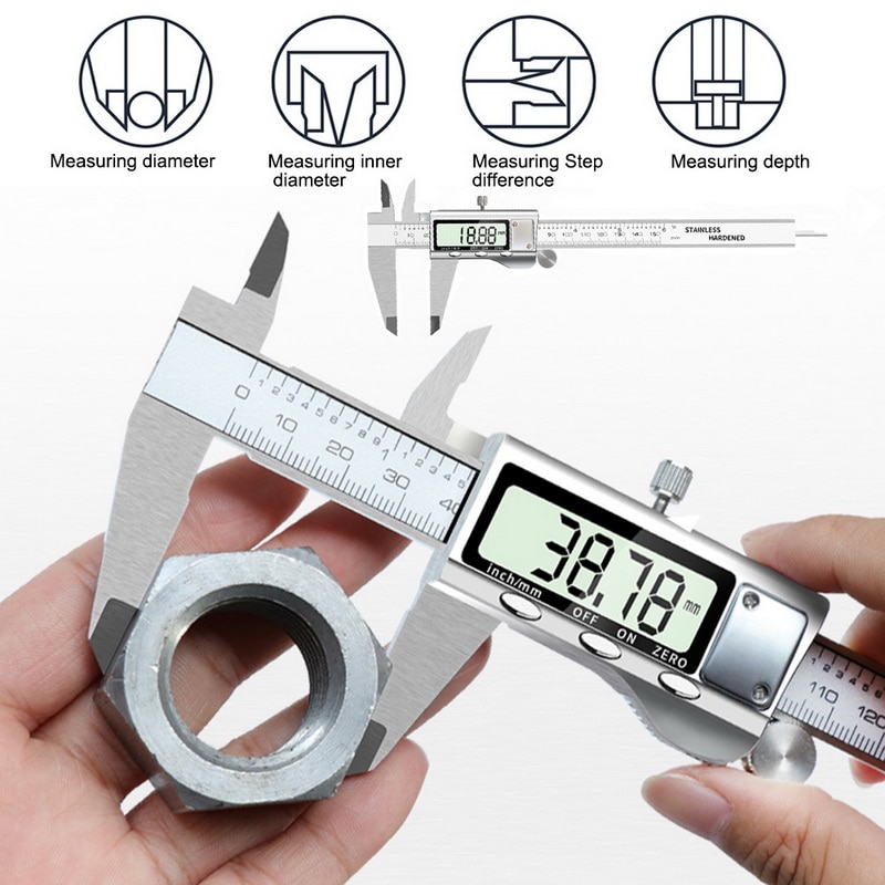 Regla electrónica Digital fibra de carbono calibrador Vernier de 150mm herramienta de medida deslizante regla micrométrica herramienta de medir, regla