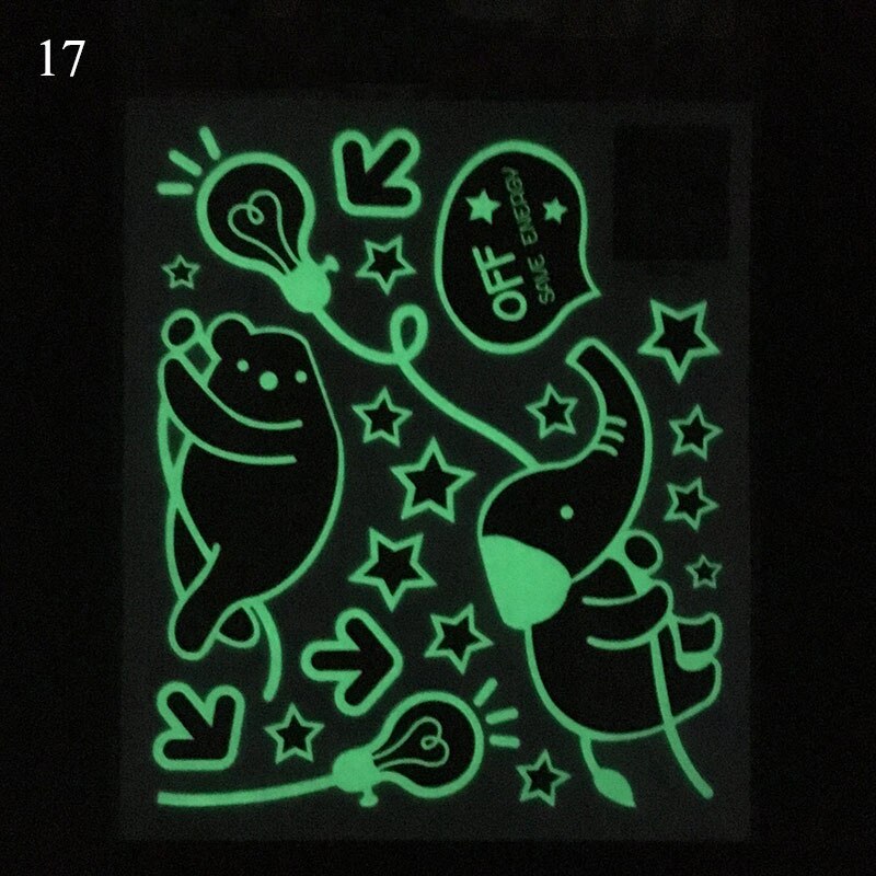 Fluorescent Wall stickers 3D Stars Dots Luminous DIY Wall Sticker Bedroom Kids Room Decoration Glow In Dark Animals Stickers: 17