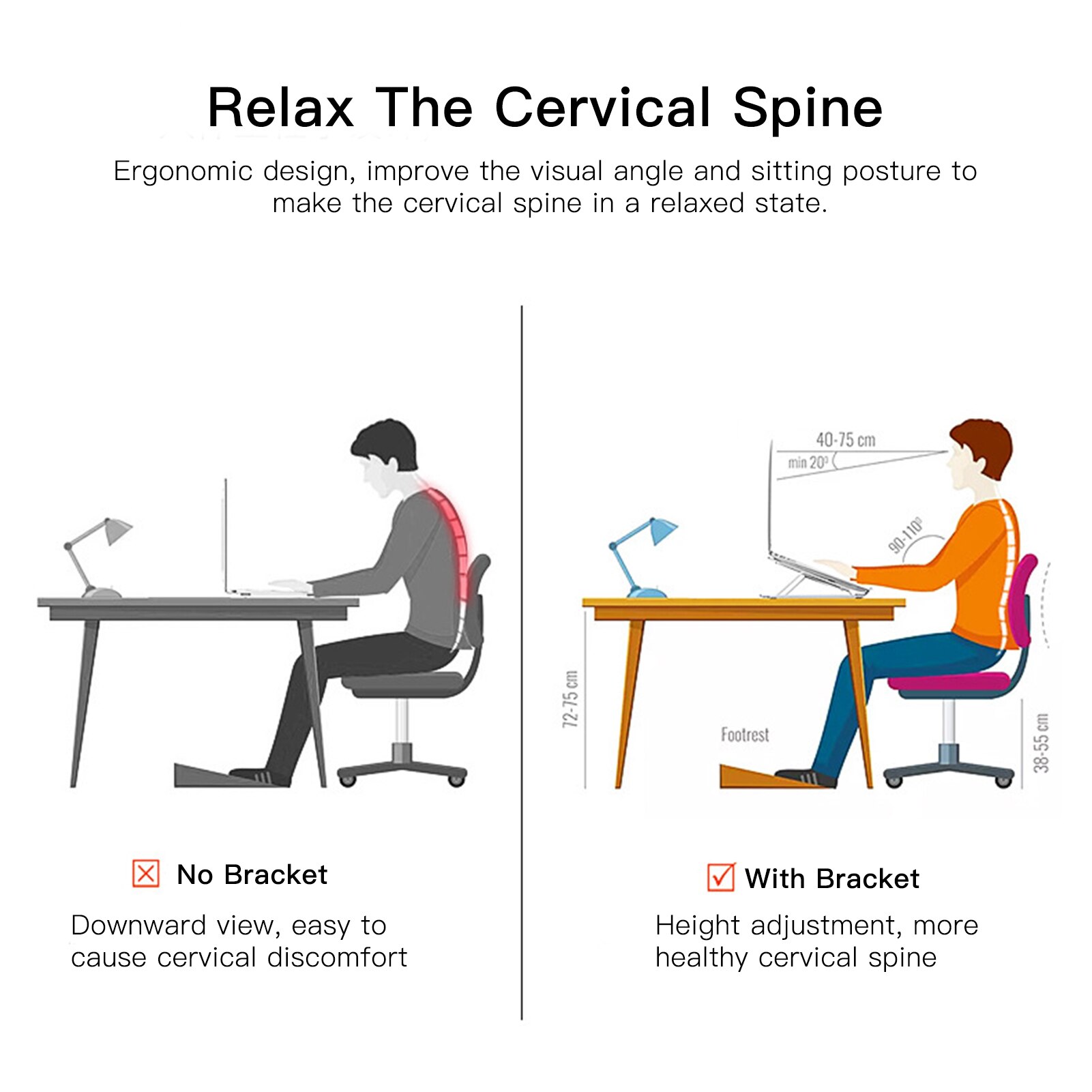 Portable Laptop Stand Foldable with 7 Levels Height Adjustment Aluminum Alloy Laptop Riser Ergonomic Notebook Holder Stand