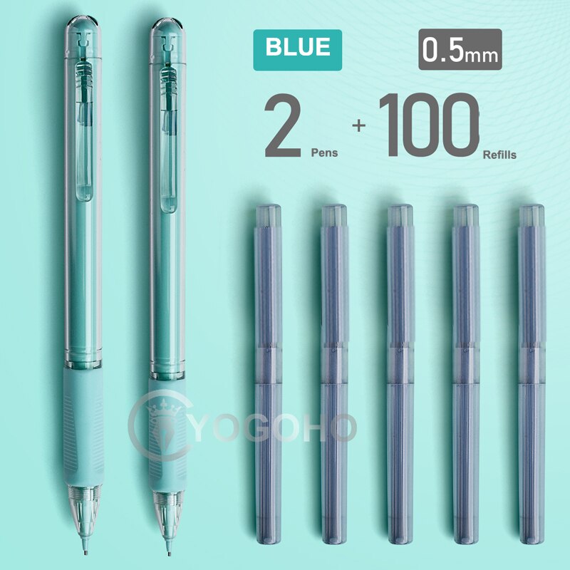 M&amp;G Cherry Pink Mechanical Pencil 0.5mm Lead Automatic Pencils Student Drawing for school office supplies: 0307 2blue