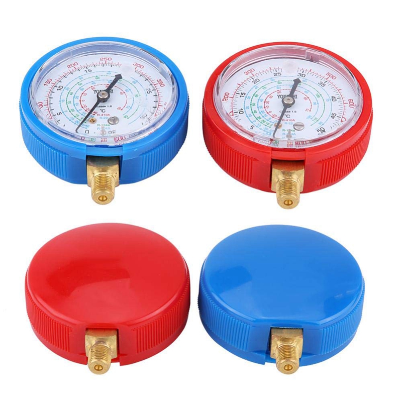 2 uds, Auto, medidor de alta baja presión, aire acondicionado, para coche, Kit de manómetro refrigerante para R410A R134A R22, refrigerante
