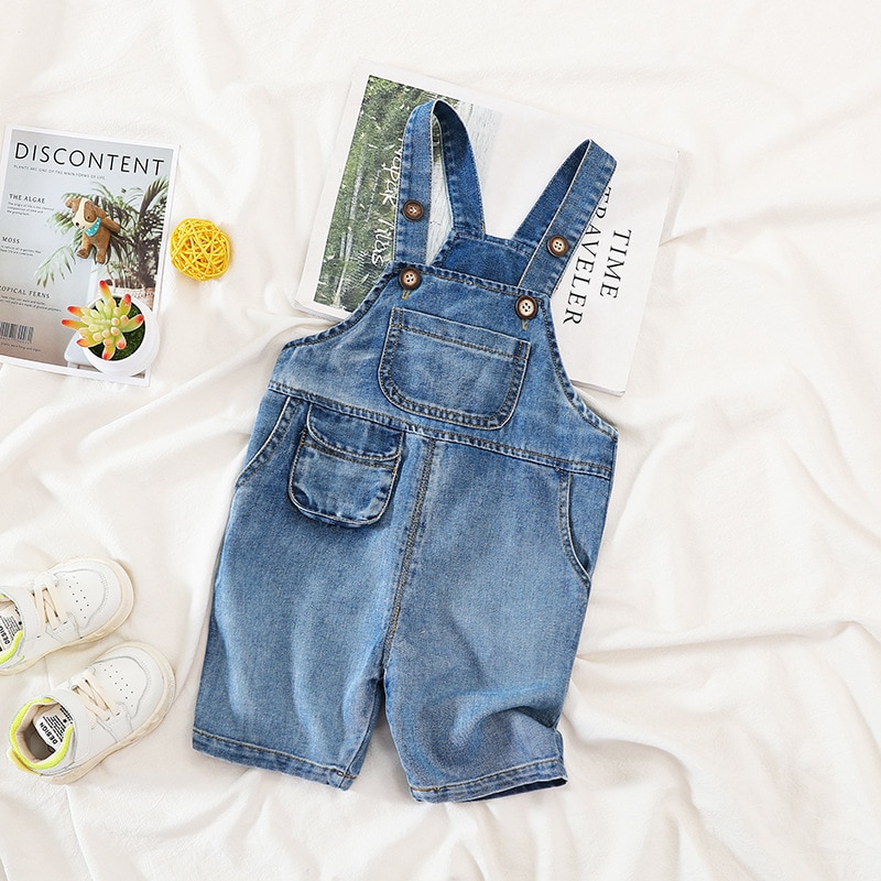 1 2 3 4 Y freundlicher Jungen Kurze Denim Overall Sommer Neue Baby Beiläufige verlieren Kurze Overall Baby Junge Hosenträger kurze Hose