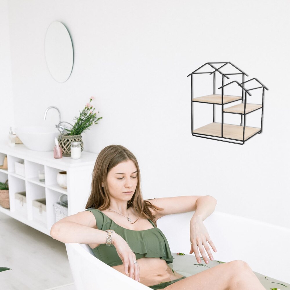 1Pc Solid Wood Wall Shelf Nordic Style Storage Shelf Wall Stand