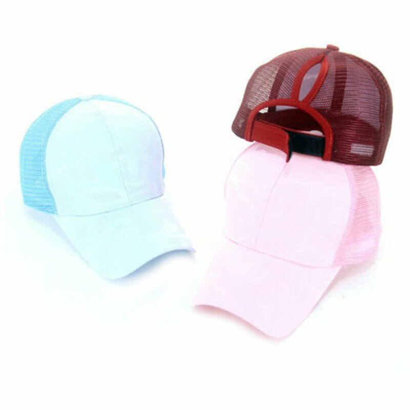 Mærke stil kvinder hestehale kasket rodet boller hestehue solid afslappet justerbar mesh baseball hat