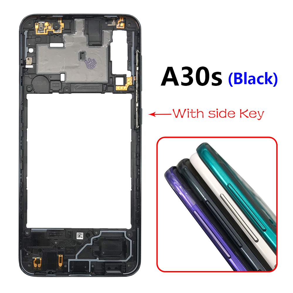 Per Samsung Galaxy A20S A30S custodia cornice centrale + tasti laterali pulsanti di accensione e Volume sostituzione per Samsung A50S A20 A70: A30S Black