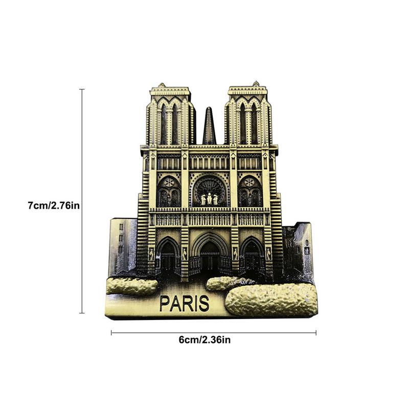 Metal3D Magnetic Refrigerator Sticker Notre Dame de Paris Pattern fridge magnet souvenir lembrancinha cactus decoracion warcraft
