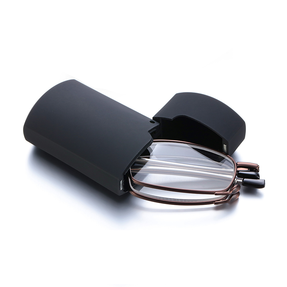 Draagbare opvouwbare leesbril voor mannen en vrouwen, telescopische pootjes, draaibare bril voor presbyopie, metalen montuur, leesbril.: Grijs / +250