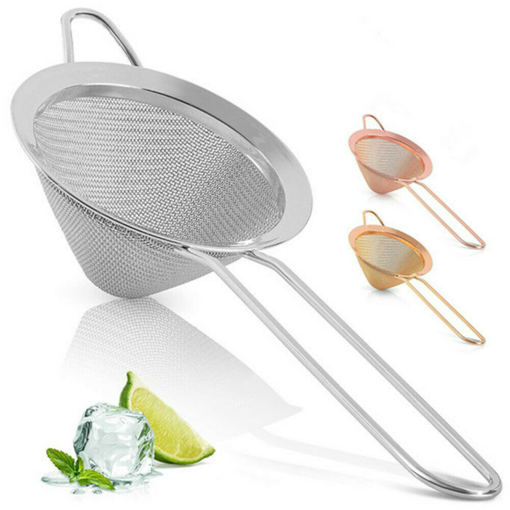 Stainless Steel Cocktail Strainer Fine Mesh Colander Sieve Tea Coffee Strainers Durable Home Drink Strainer With Handle Bar Tool
