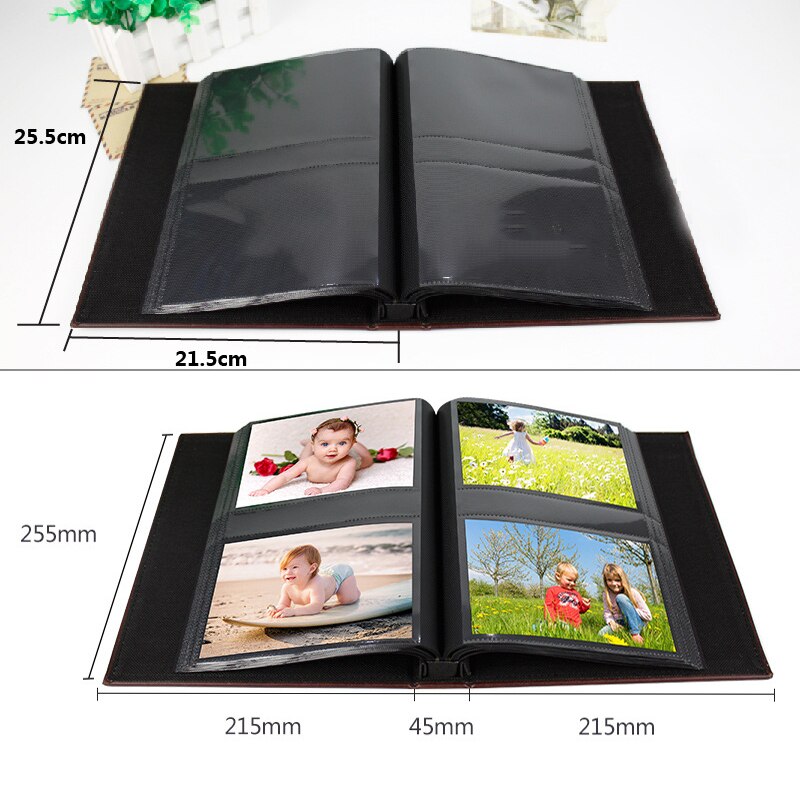 160 pockets PU Leather Photo Album Vintage Carved Handmade DIY Insert Scrapbook Foto Albums Flush Mount Album