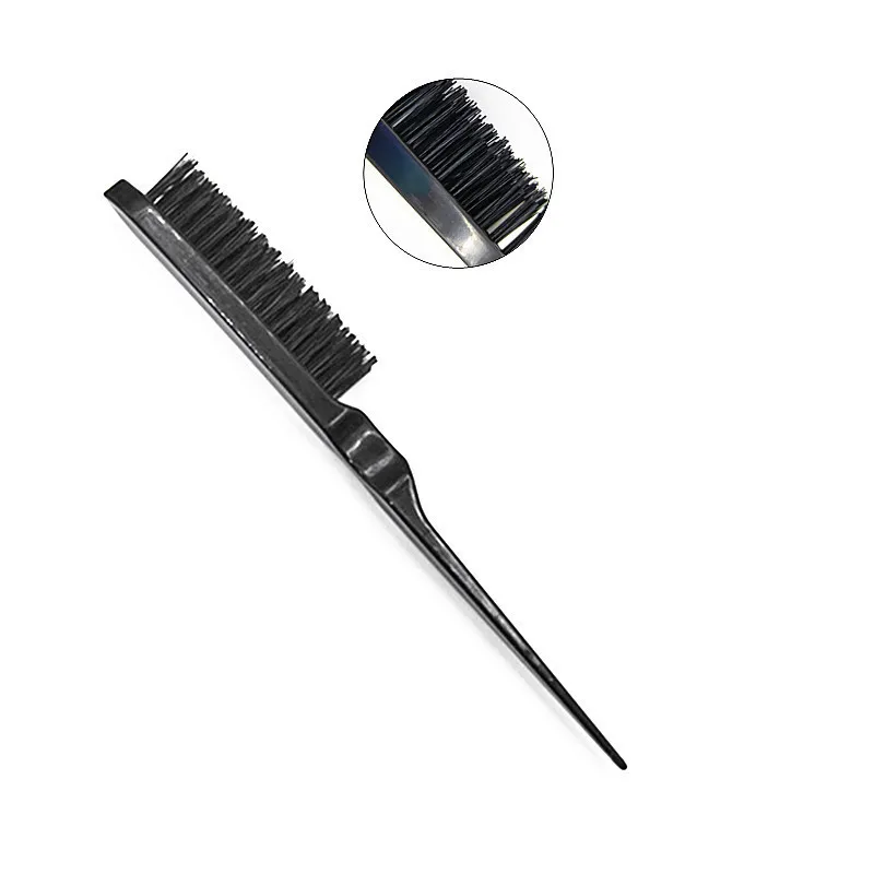 1Stck Professionelle Haar Pinsel Kamm Necken Zurück Kämmen Haar Pinsel schlank Linie Styling Werkzeuge Friseur Professionelle Werkzeuge: Schwarz