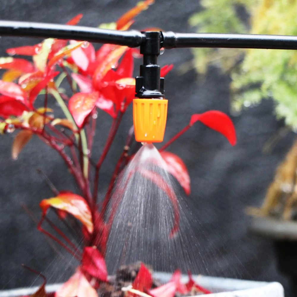 10-50m orange justerbare tågevandingssystem automatisk havevanding kølesæt 1/4 '' pvc hovedledningsslange have