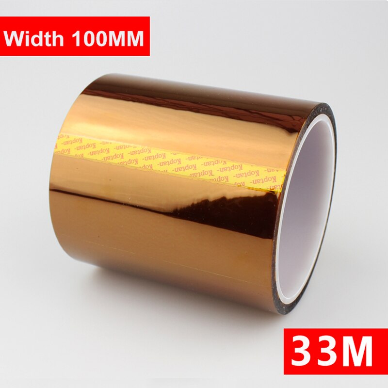 1Pc 33M Lengte Hittebestendige Polyimide Tape Hoge Temperatuur Lijm Isolatie Tape 30Mm 35Mm 40Mm 50Mm 100Mm Breedte