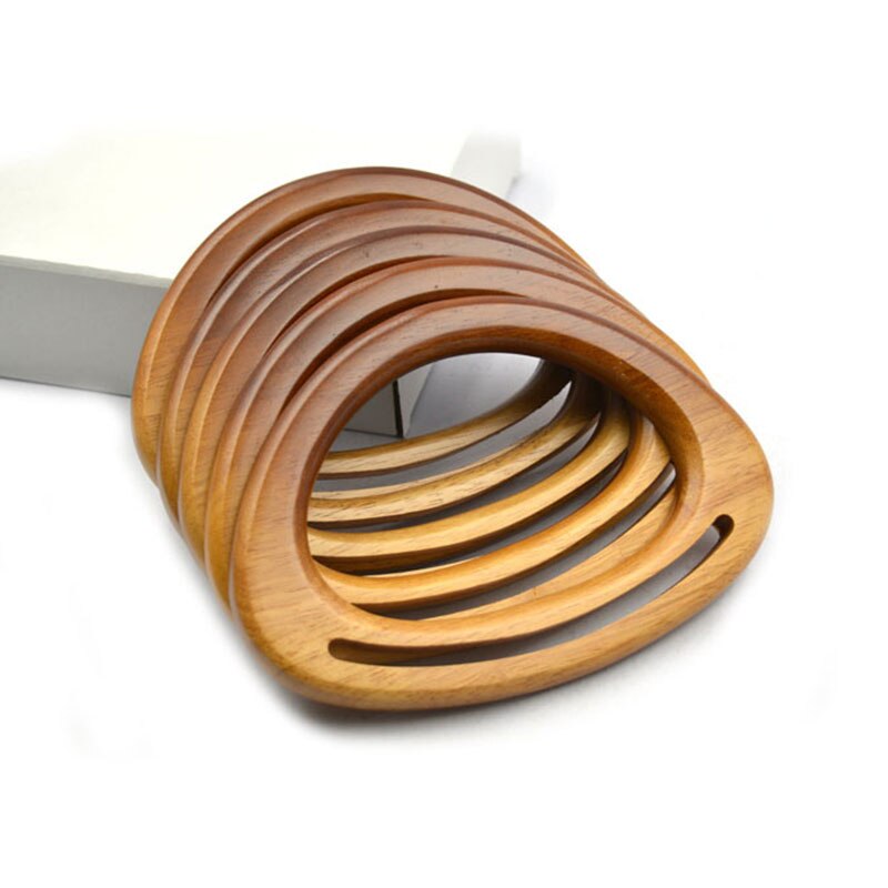 Mango de madera en forma de D, herramienta de bolso marrón de madera maciza, marco de madera degradado, accesorios únicos para bolsos, mango de