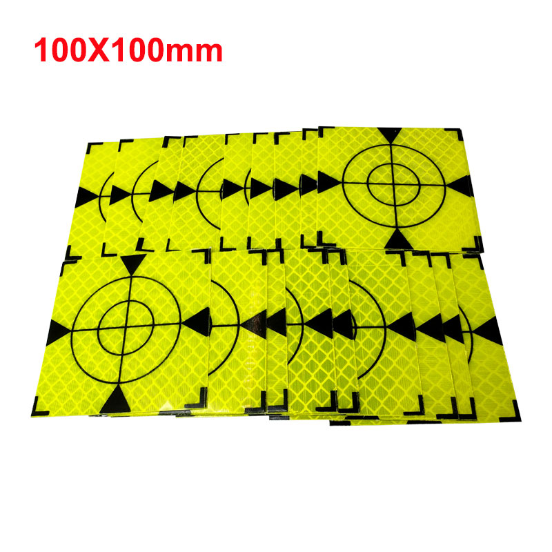 100 stks Maat 60mm 20 30 40 50 80 Reflector Vel Voor Total Station Survey Aardrijkskunde Fluorescerende Groene Driehoek reflecterende Sticker: Black