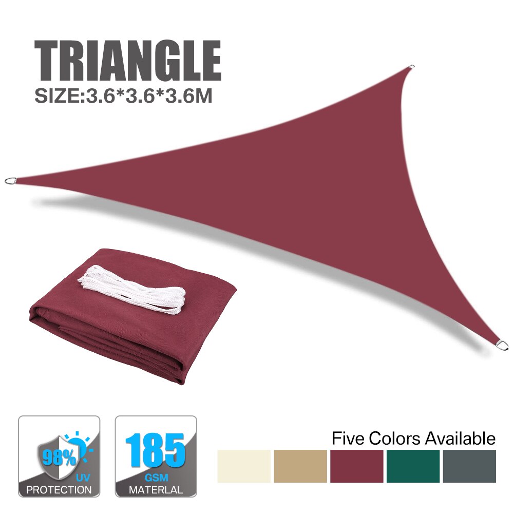 5x5x5M Wine red Sun Shade Sail Canopy for 98%UV Block For Outdoor Facility&amp;Activities Patio Garden Awning Toldos Para Exterior: Wine red3.6x3.6x3.6M