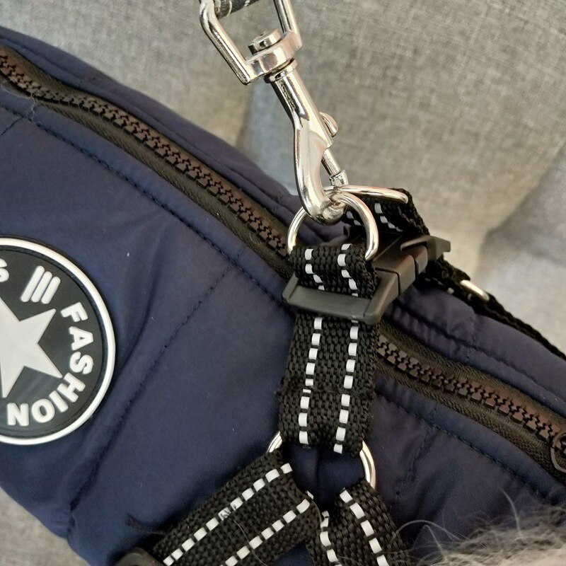 Pet Dog Jacket With Harness Winter Warm Dog Clothes For Labrador Waterproof Big Dog Coat Chihuahua French Bulldog Outfits