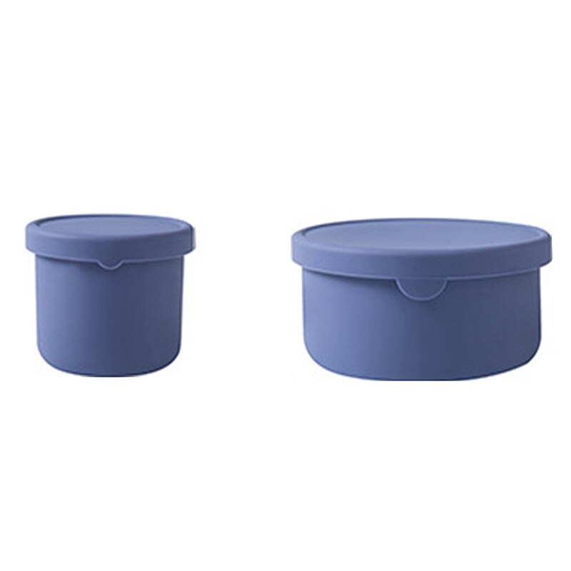 2PCS Sealed Lid Silicone Food Storage Container for Kitchen Lunch Box Meal Container: Blue