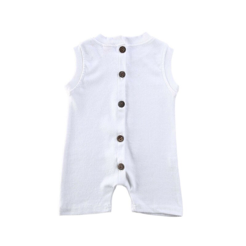 Neugeborenen-Baby-strampler aus baumwolle für jungen und mädchen, ärmelloser Overall mit knöpfen, sommerkleidung