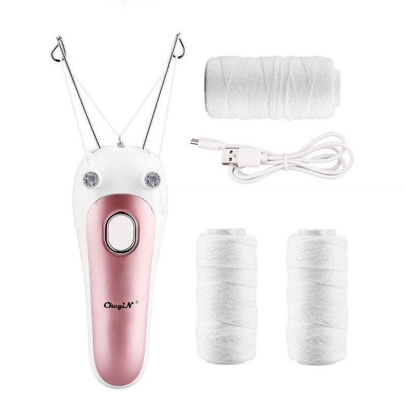 CkeyiN-depiladora eléctrica de hilo de algodón para mujer, recortadora de vello Facial, recargable por USB, afeitadora con luz LED: MT100M2T