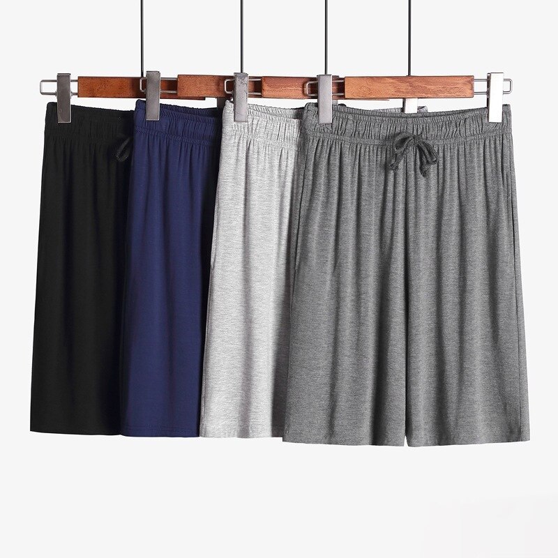 Plus Size 4XL Men Summer Solid Soft Sleeping Shorts Mens Sleepwear Casual Sleep Pants Loose Comfortable Sleep Bottoms Homewear