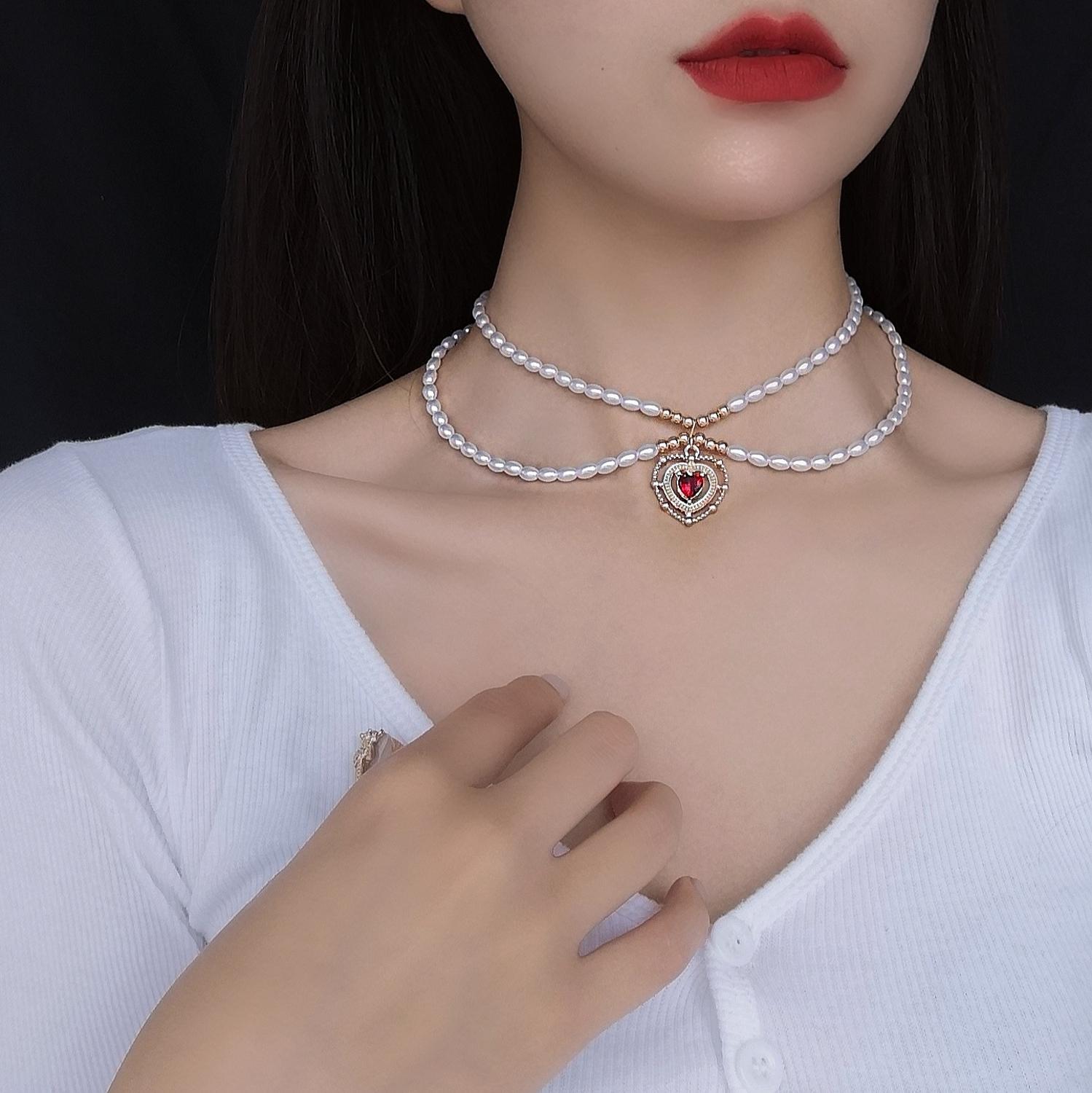 Huanzhi vintage udsøgt perle rhinestones choker sommerfugl titanium stål halskæde til kvinder piger fest smykker: 3