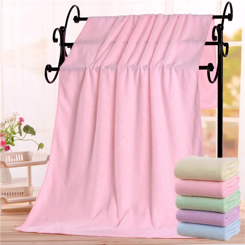 140X70CM Pet Bath Towel Oversized Microfiber Towel Strong Absorbing Water Dog Towels Golden Retriever Teddy General Pet Supplies: Pink