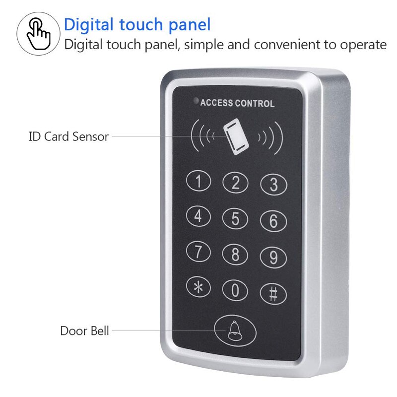Waterproof 125KHz RFID Access Control Keypad Outdoor Rainproof Cover EM Card Reader 10pcs Keyfobs For Door Access Control System