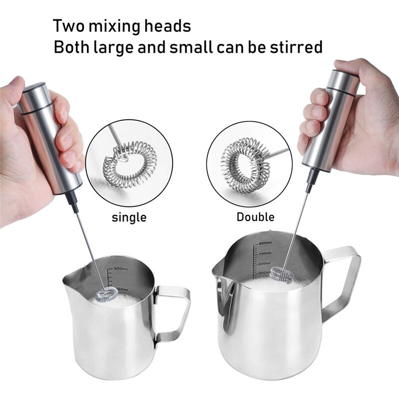 Elektrisk mjölkskummare kaffemixer 2 visp mjölkskummare köksmixer för cappuccino äggvisp drycker mixer med stativ