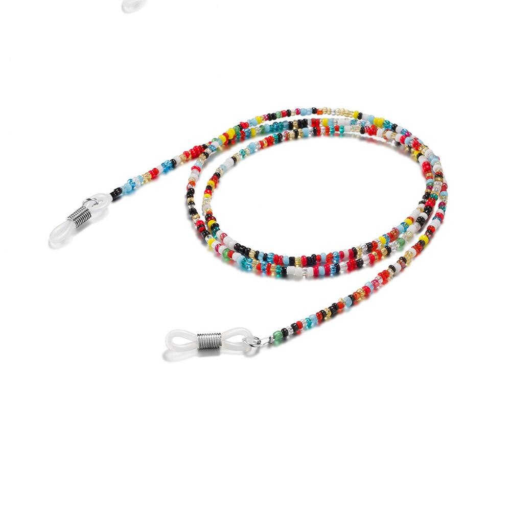 Kralen Ketting Zonnebril Mode Multicolor Minimalistische Glazen Ketting Glazen Kralen Silicagel Anti-slip Ring Lange Ketting Accessoire