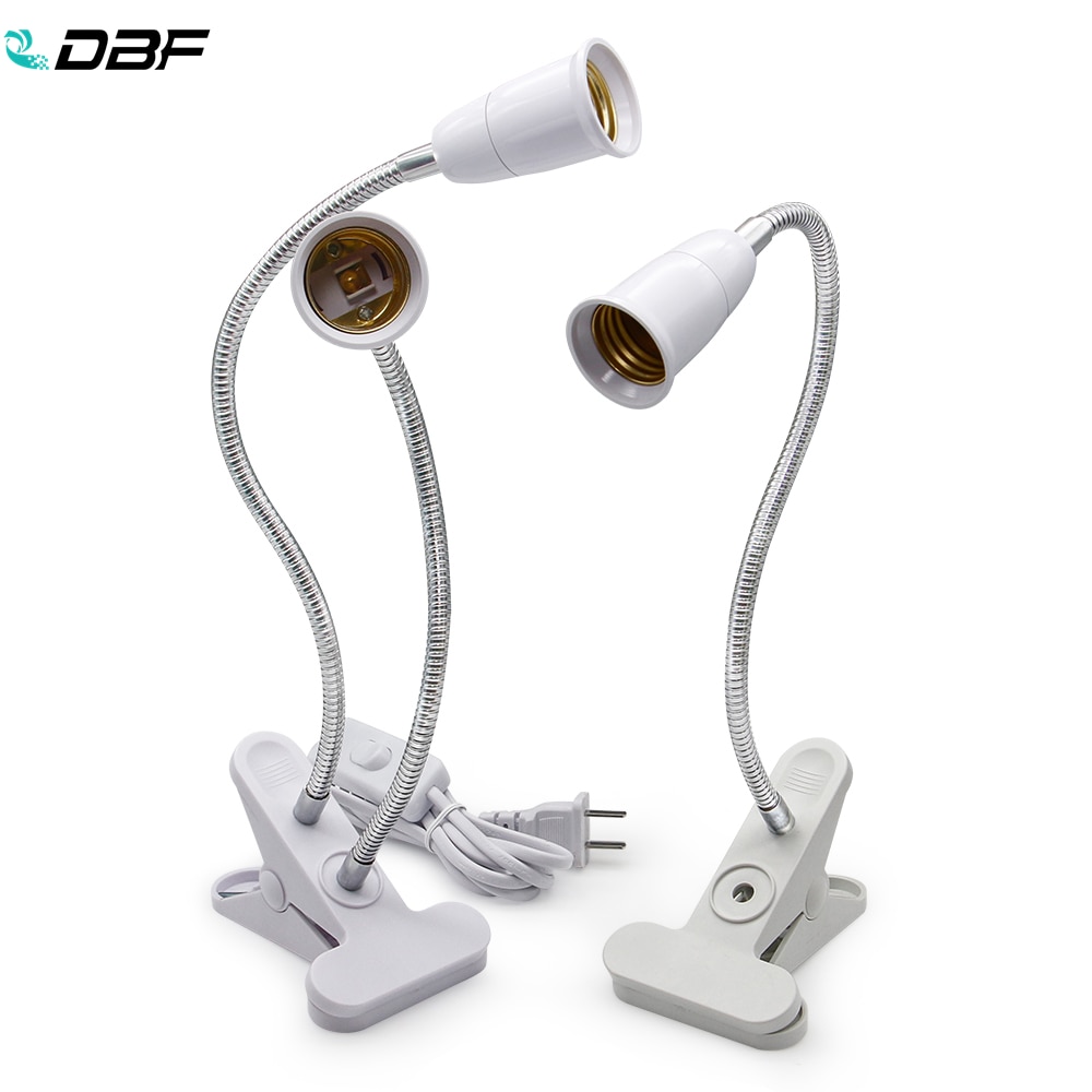 [DBF]Grow Lamp Holder Double Head Flexible Clamp Light E27 Socket 43cm Flexible Clip Switch LED Lamp Holder Socket Power Cable