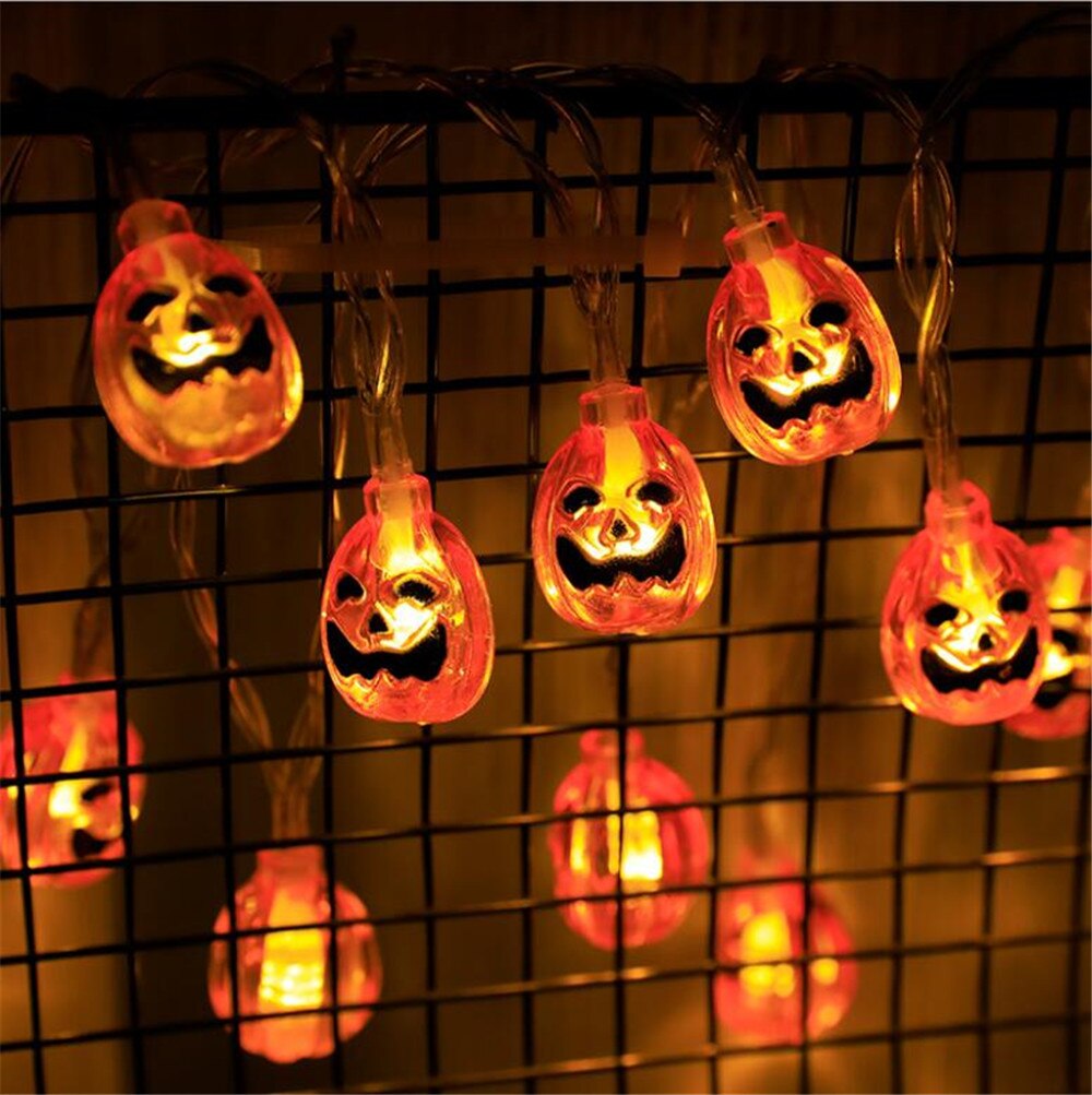 Guirlande lumineuse à 10/20/30/40led en forme de citrouille, alimentée par piles, pour Halloween, anniversaire, cheminée: 3M 20leds