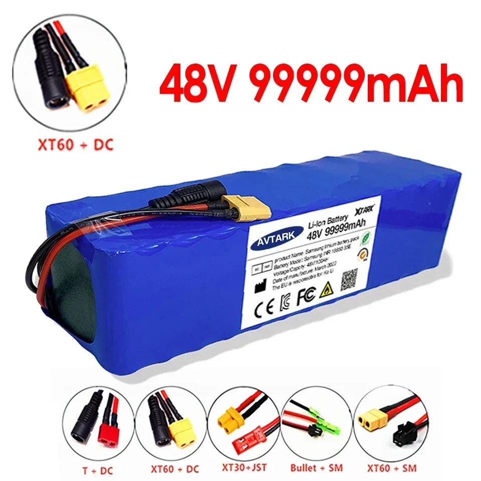 V GO Hoge capaciteit 48V 100Ah 1000W 13S3P 99999Mah Li-Ion Batterij 54.6V Li-Ion Batterij Elektrische Scooter met Bms + Oplader