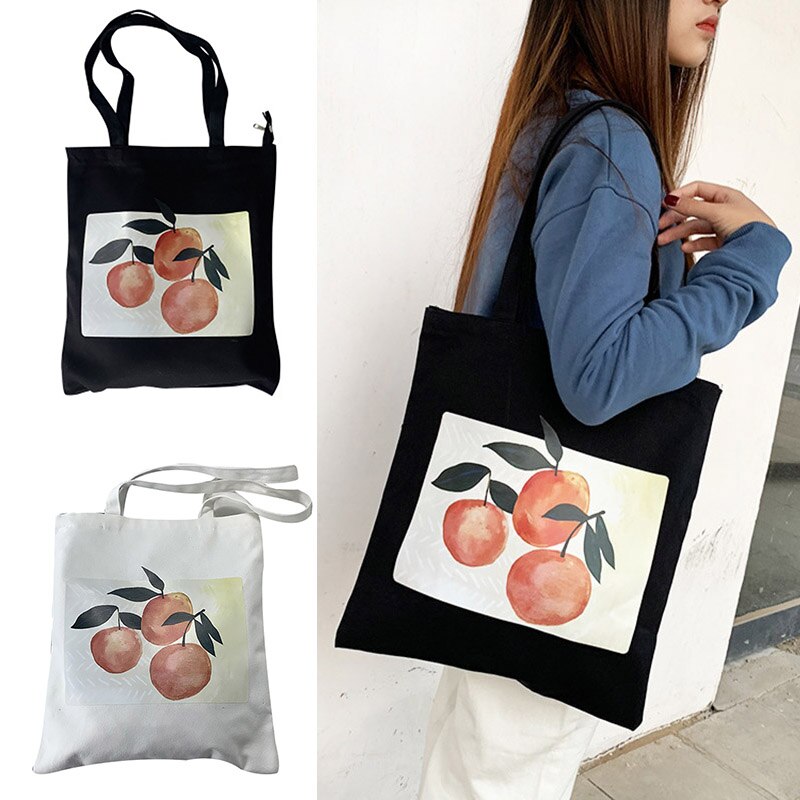 Bolso de hombro para estudiante impresión naranja, cremallera de lona para teléfono móvil, viajes, B5