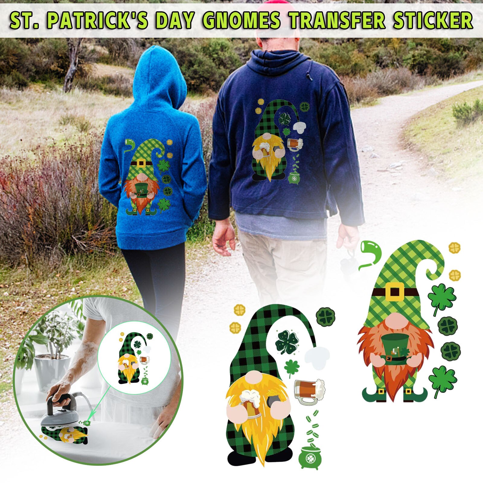 St. Patrick Dag Dwerg Diy Thermische Transfer Sticker Diy Sticker Dwerg Ijzer Warmteoverdracht Sticker Kleding Warmteoverdracht Decals