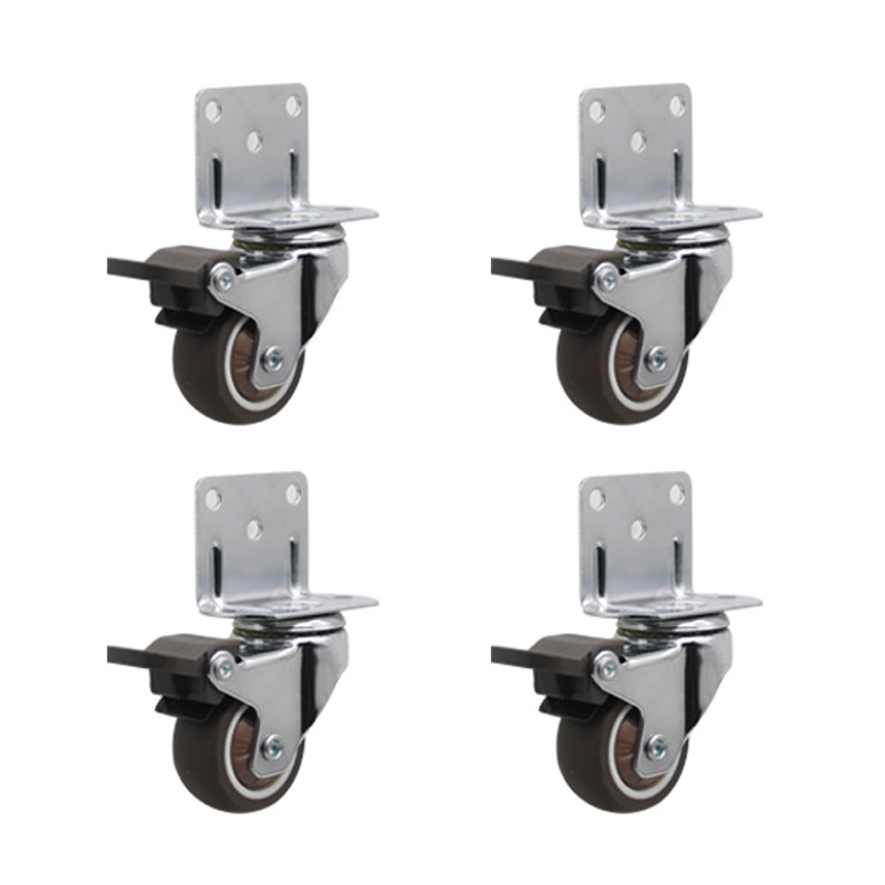 4pcs Universal Swivel Casters Heavy Duty Furniture Wheel Castor Silent Trolley Wheels for Table Chair Sofa with Safety Brake