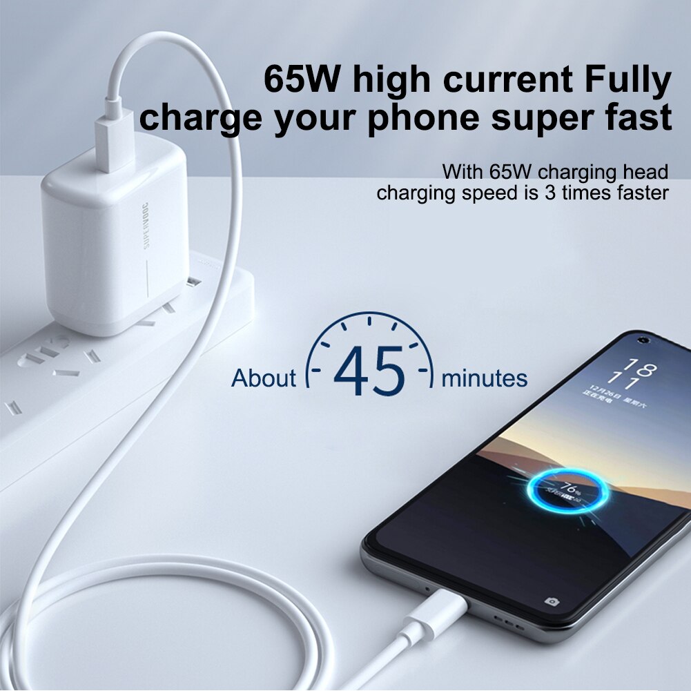 Byscoon – câble USB type-c 65W, 6,5 a, charge rapide, Super VOOC, pour OPPO K9 ACE 2 Find X3 Pro Reno 6 5 4 SE Realme X7 Pro