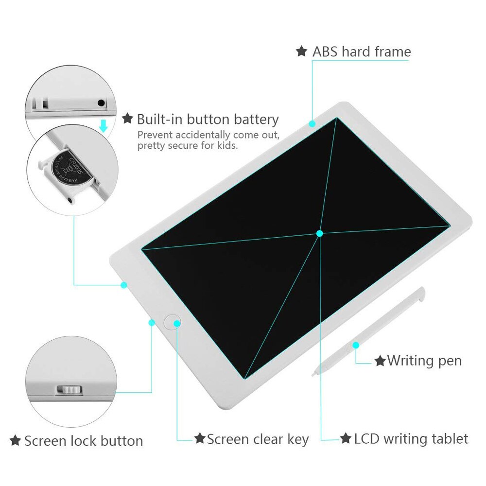 LCD Writing 8.5 10'' Portable Smart Tablet Electronic Notepad Drawing Graphics Tablet Board with Stylus Pen with Button Battery
