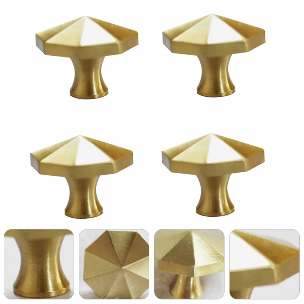 4 Stks/set Messing Garderobe Grip Kast Deurklink Achthoekige Lade Knop