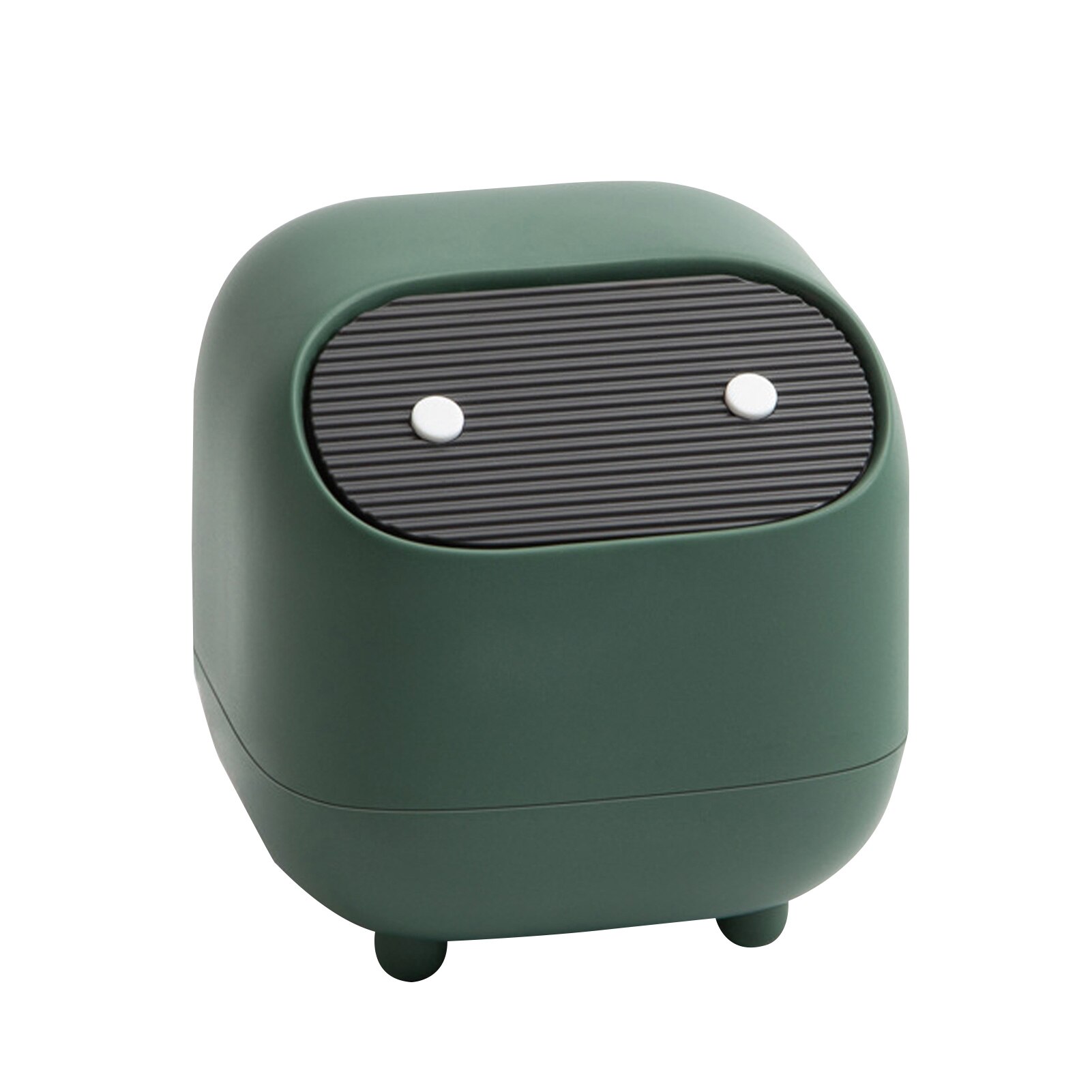 Mini Leuke Desktop Prullenbak Multifunctionele Plastic Woonkamer Bureau Pers-Type Cover Bureau Opslag Emmer: Green