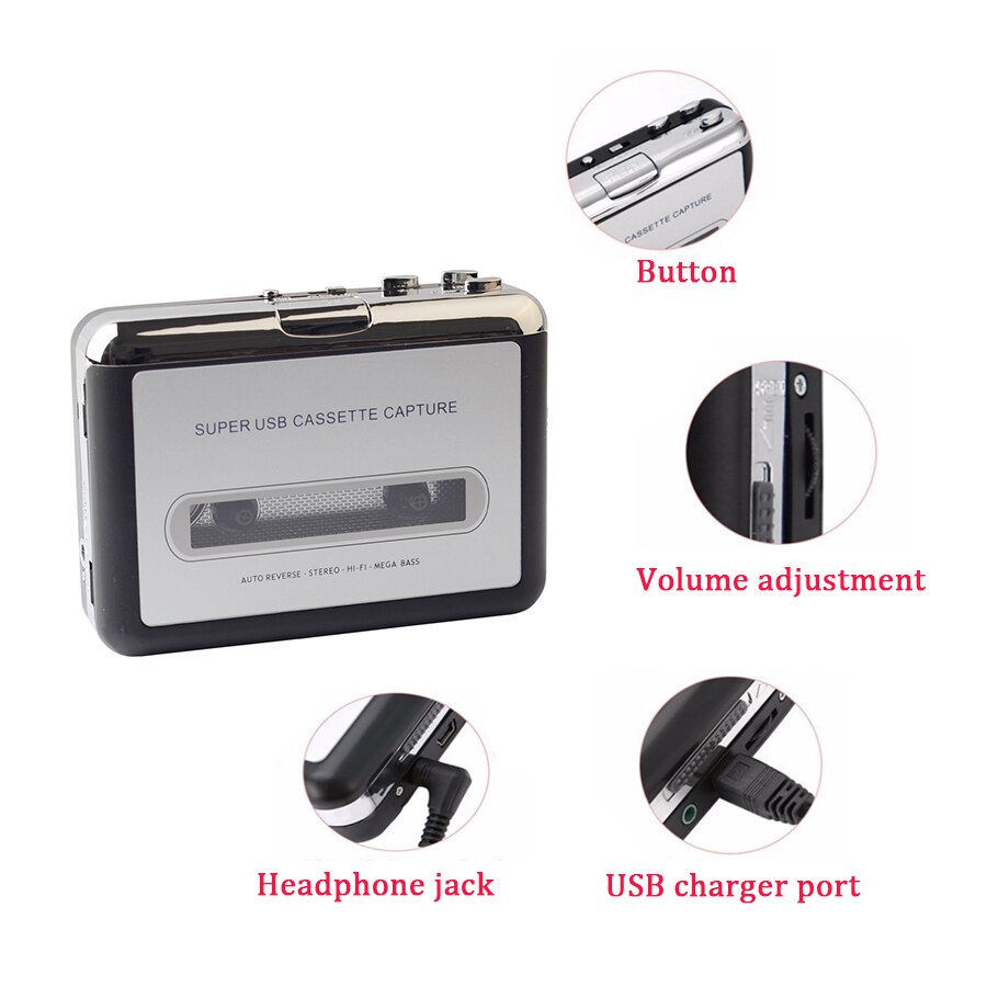 USB Cassette Player Walkman MP3 Converter Cassette to MP3 Capture Audio Music Player Tape recorder With Headphones
