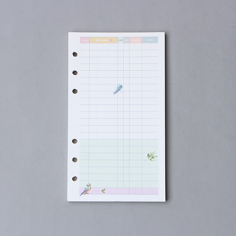 6 Holes A5 A6 Loose Leaf Notebook Refill Spiral Binder Planner Inner Page Inside Paper Dairy Weekly Monthly Plan To Do Notebook: style10 / A5