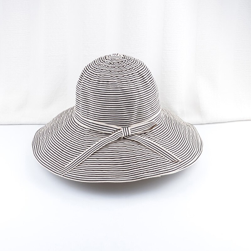 Kvinders stribede mønster hatte kvinder solhat sommer damer foldbar fiskerhat strand solhætte til femme