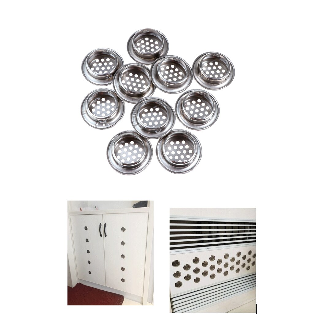 10 stk rustfritt stål rundt skap lufteventil mesh gaffel soffit vent