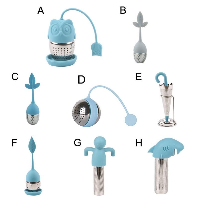 Silicone Tea Infuser Reusable Tea Strainer Sweet Leaf with Tray Novelty Tea Ball Herbal Spice Filter Tea Tool