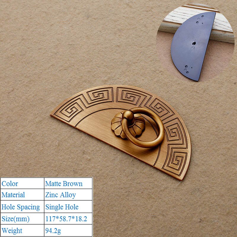 Manija clásica Marrón mate para armario, tirador chino antiguo para puerta de dormitorio, pomos decorativos para muebles, puertas interiores: 6013-Single Hole