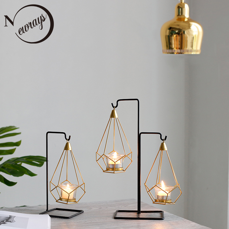 Gyldne metal lysestager 6 stilarter moderne nordiske simple stearinlys til soveværelse stue restaurant badeværelse