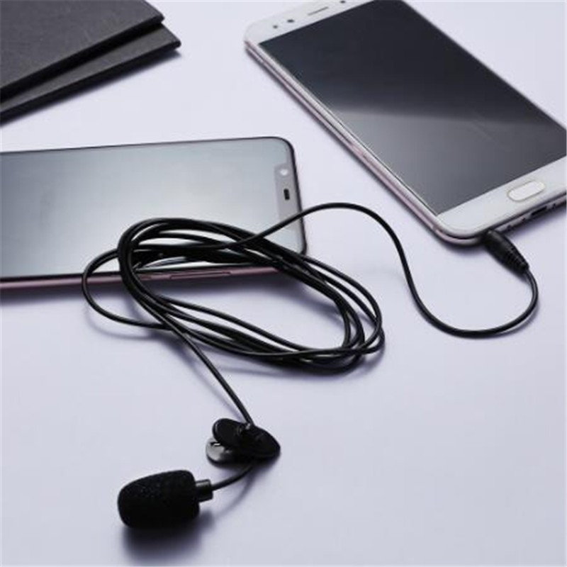 1.5M 3.5mm Black Mini Studio Speech Mic Microphone Clip On Lapel for PC Notebook