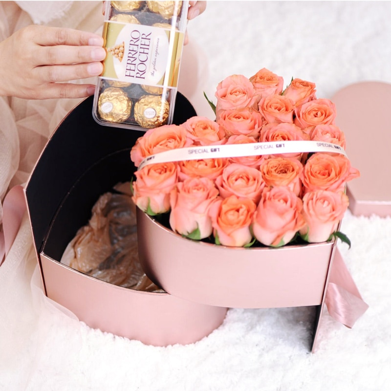 Elsker hjerte pap bryllup favor valentinsdag blomsterhandler fest hånd blomster dekoration emballage boks