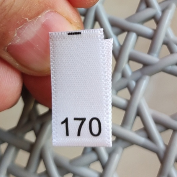 50 stks Satijn Maat Label voor baby 74 80 86 92 98 104 110 116 122 134 140 146 152 158 164 170 Print Sizing Labels: Antiek Zilver