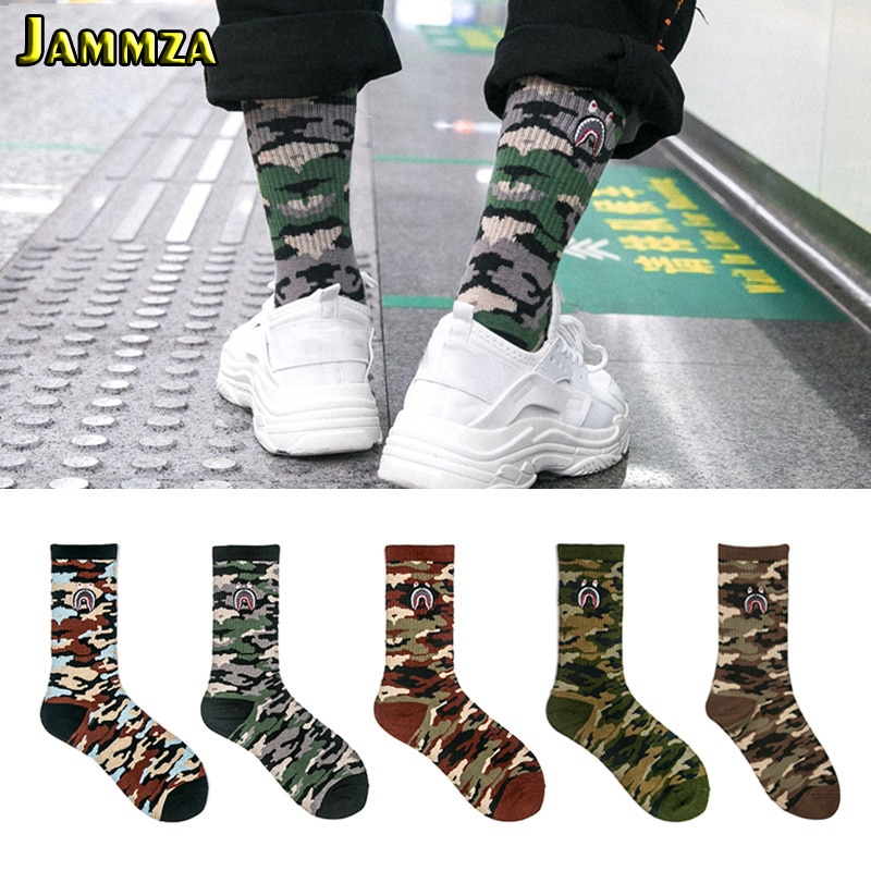 Men Brand Street Socks Camouflage Women Hiphop Korea Skateboard Sokken Cotton Elasticity Sporty Wear Outside Long Socks